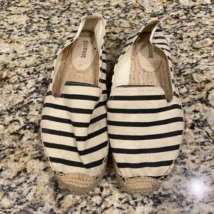 Soludos navy striped slip-on espadrilles. Size 7.5
